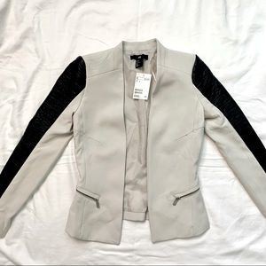 NWT H&M Womens Sporty Blazer Size 2 Leather Detail